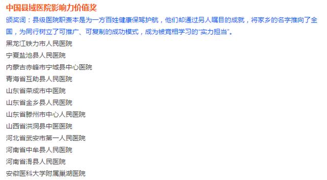 學(xué)科共建 榜樣領(lǐng)航：我院榮獲“中國縣域醫(yī)院學(xué)科能力建設(shè)獎”